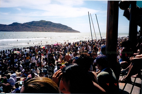 Easter in Mazatlán is so busy with so many people you cannot even see the beach!